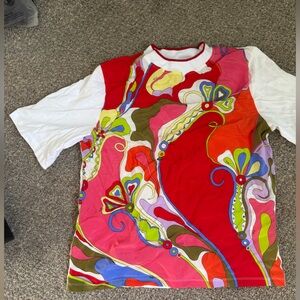 Emilio Pucci Red and White Short Sleeve Tee